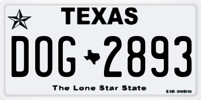 TX license plate DOG2893