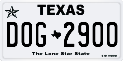 TX license plate DOG2900