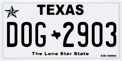 TX license plate DOG2903