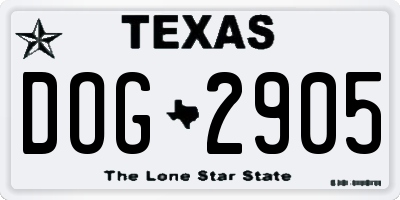 TX license plate DOG2905