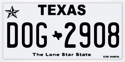 TX license plate DOG2908