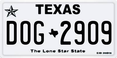 TX license plate DOG2909