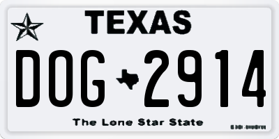 TX license plate DOG2914