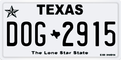 TX license plate DOG2915