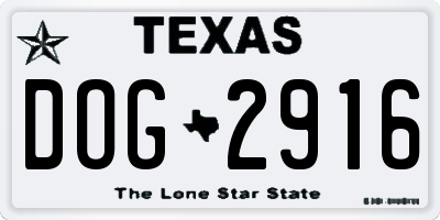 TX license plate DOG2916
