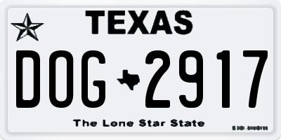 TX license plate DOG2917