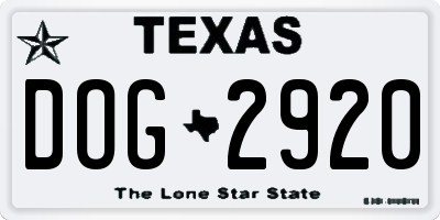 TX license plate DOG2920