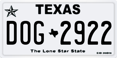 TX license plate DOG2922