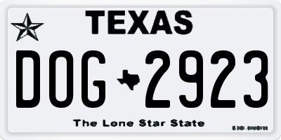 TX license plate DOG2923
