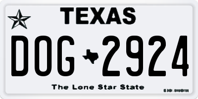 TX license plate DOG2924