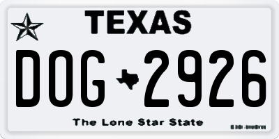 TX license plate DOG2926