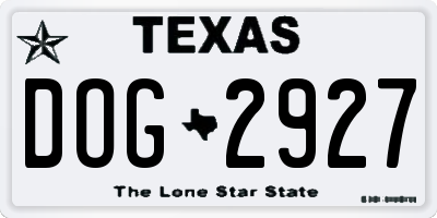 TX license plate DOG2927
