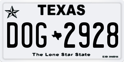 TX license plate DOG2928