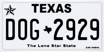 TX license plate DOG2929
