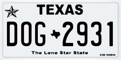 TX license plate DOG2931