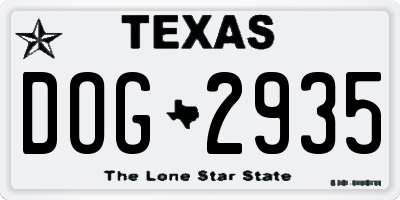 TX license plate DOG2935