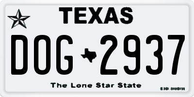 TX license plate DOG2937