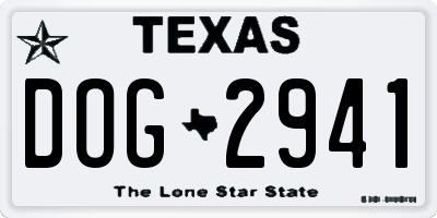 TX license plate DOG2941