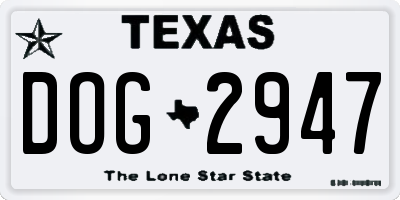 TX license plate DOG2947