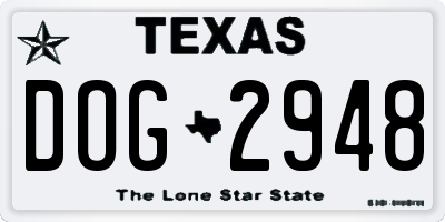 TX license plate DOG2948