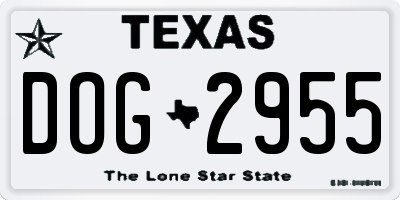 TX license plate DOG2955