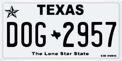 TX license plate DOG2957