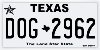 TX license plate DOG2962