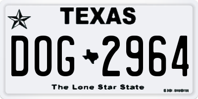 TX license plate DOG2964