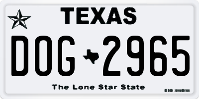 TX license plate DOG2965