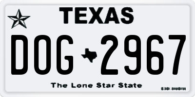 TX license plate DOG2967