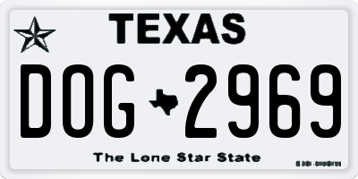 TX license plate DOG2969