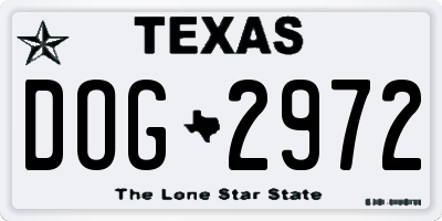 TX license plate DOG2972
