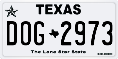 TX license plate DOG2973