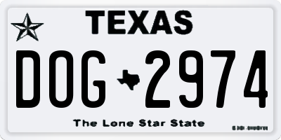 TX license plate DOG2974