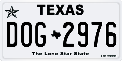 TX license plate DOG2976