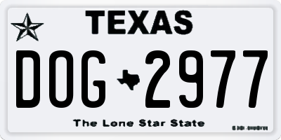 TX license plate DOG2977