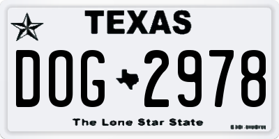 TX license plate DOG2978
