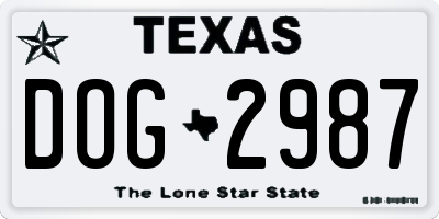 TX license plate DOG2987