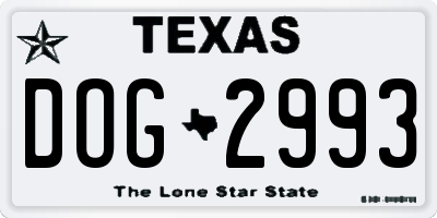 TX license plate DOG2993