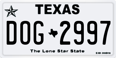 TX license plate DOG2997