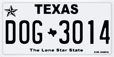 TX license plate DOG3014