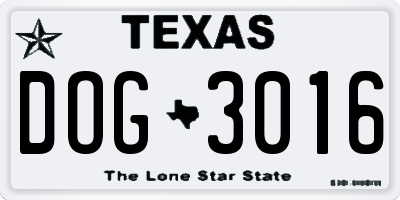 TX license plate DOG3016