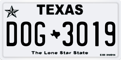 TX license plate DOG3019