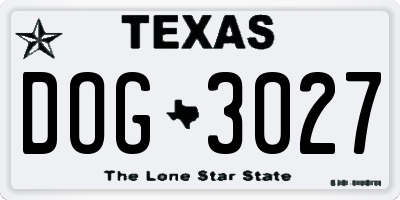 TX license plate DOG3027