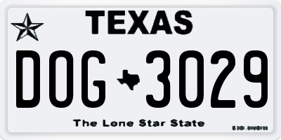 TX license plate DOG3029