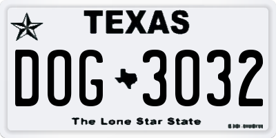 TX license plate DOG3032