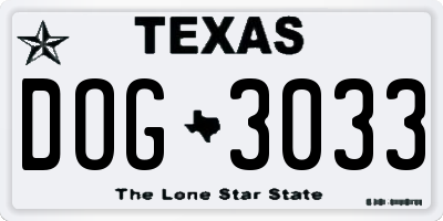 TX license plate DOG3033