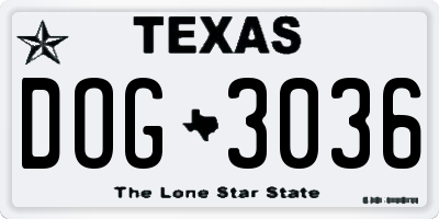 TX license plate DOG3036