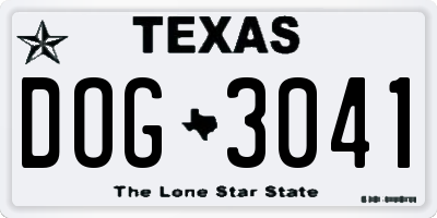 TX license plate DOG3041