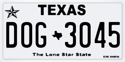 TX license plate DOG3045